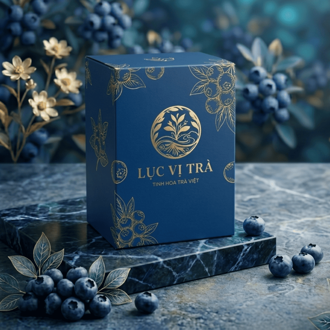 lục vị trà – trà trái cây vị việt quất chính gốc, hút chân không cao cấp (hộp 100g)